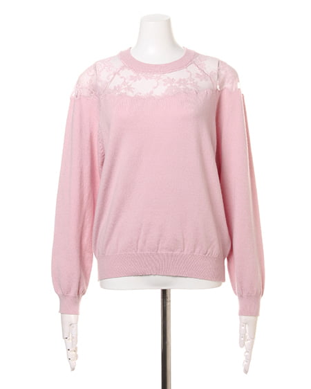 INGNI（イング） レース切替ニット＋サッシュ付タイトスカート／SET ﾗﾍﾞﾝﾀﾞｰ/ﾋﾟﾝｸ