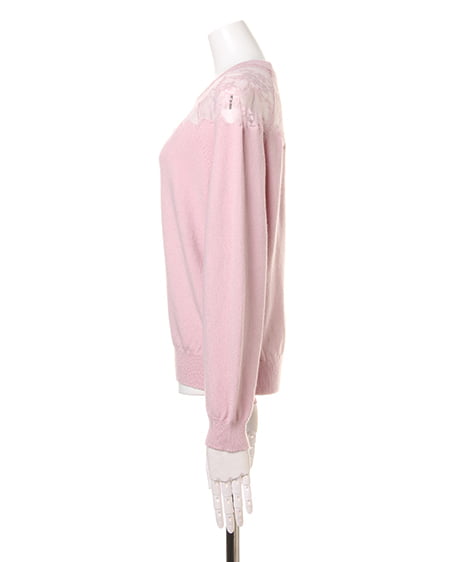 INGNI（イング） レース切替ニット＋サッシュ付タイトスカート／SET ﾗﾍﾞﾝﾀﾞｰ/ﾋﾟﾝｸ