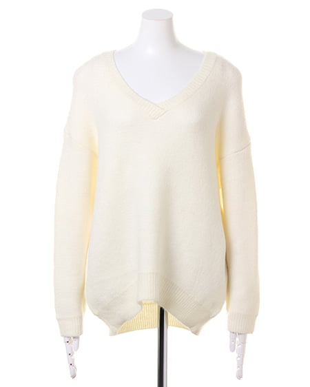 INGNI（イング） Vネックチュニックニット＋ベルト付ピーチガウチョ／SET ｵﾌﾎﾜｲﾄ