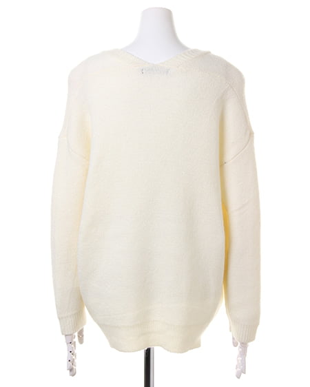 INGNI（イング） Vネックチュニックニット＋ベルト付ピーチガウチョ／SET ｵﾌﾎﾜｲﾄ