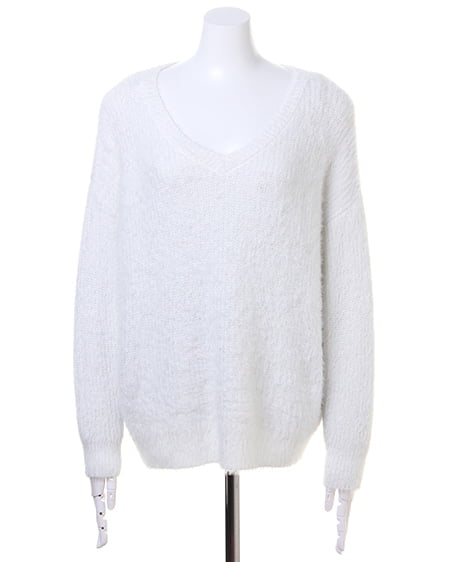 INGNI（イング） ラメフェザーニット＋共地サッシュ付イレヘムスカート／SET ｵﾌﾎﾜｲﾄ