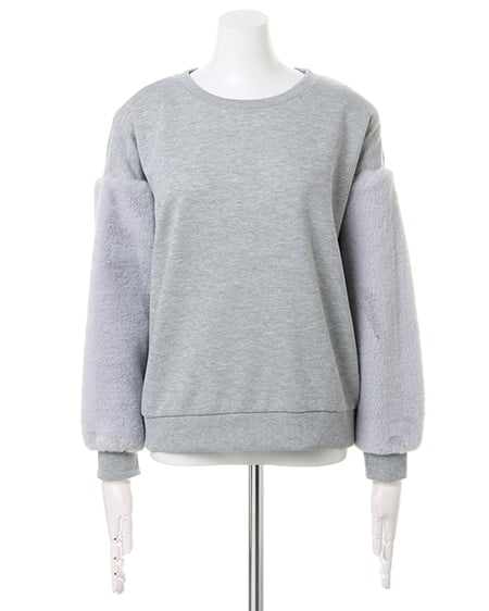 INGNI（イング） 袖ファー切替起毛裏毛プルオーバー＋ベルト付フェイクウールパンツ／SET ｸﾞﾚｰ/A