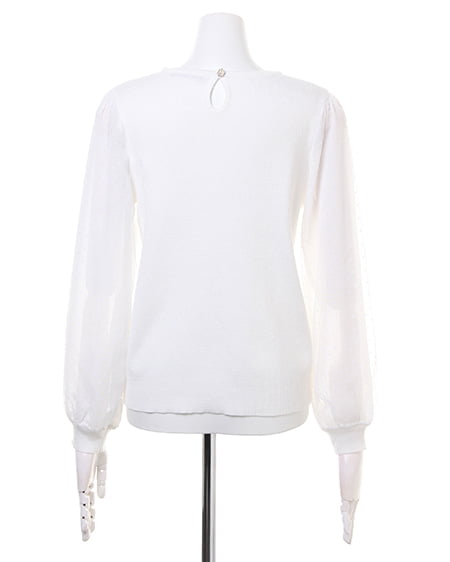 INGNI（イング） 袖ドットチュールニット＋サッシュ付ミディスカート／SET ｵﾌﾎﾜｲﾄ