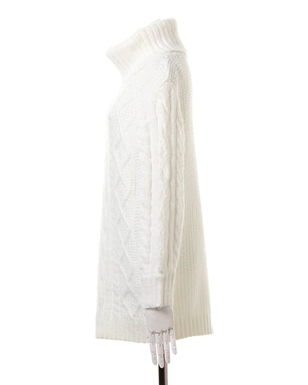 INGNI（イング） ケーブルオフタートルワンピース＋チェックストール／SET ｵﾌﾎﾜｲﾄ