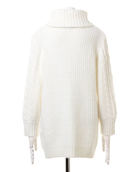 INGNI（イング） ケーブルオフタートルワンピース＋チェックストール／SET ｵﾌﾎﾜｲﾄ