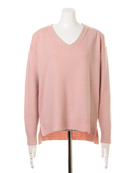 INGNI（イング） Vネックニット＋シャギーチェック台形スカート／SET ﾊﾟｽﾃﾙﾋﾟﾝｸ