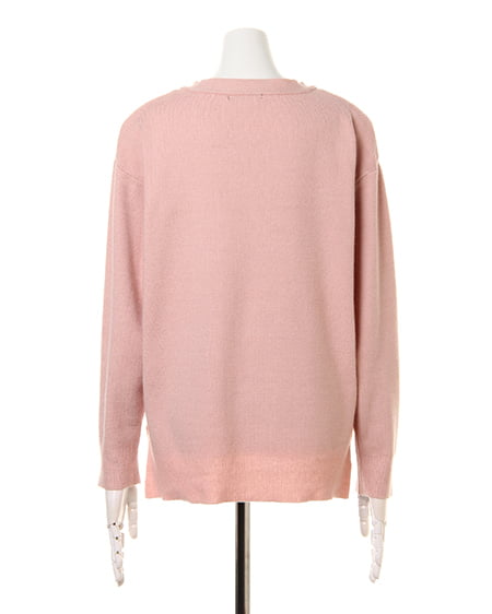 INGNI（イング） Vネックニット＋シャギーチェック台形スカート／SET ﾊﾟｽﾃﾙﾋﾟﾝｸ