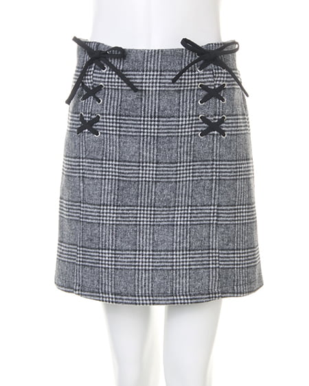 INGNI（イング） Vネックニット＋シャギーチェック台形スカート／SET ﾊﾟｽﾃﾙﾋﾟﾝｸ