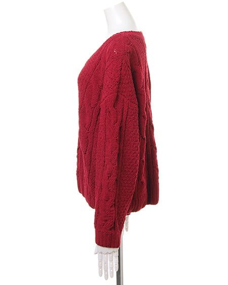 INGNI（イング） モールケーブルVネックニット＋ベルト付台形スカート／SET ﾎﾞﾙﾄﾞｰ/A