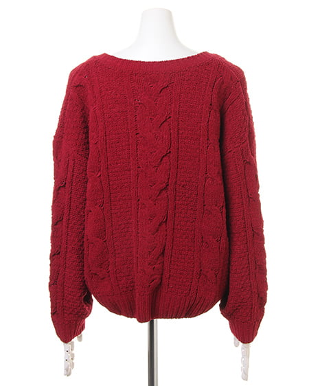 INGNI（イング） モールケーブルVネックニット＋ベルト付台形スカート／SET ﾎﾞﾙﾄﾞｰ/A