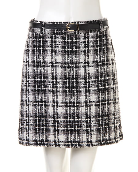 INGNI（イング） モールケーブルVネックニット＋ベルト付台形スカート／SET ﾎﾞﾙﾄﾞｰ/A