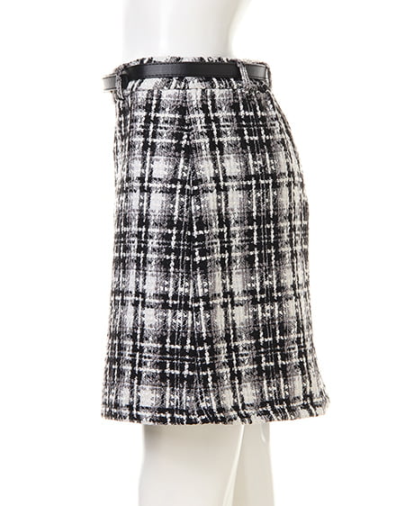 INGNI（イング） モールケーブルVネックニット＋ベルト付台形スカート／SET ﾎﾞﾙﾄﾞｰ/A