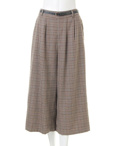 INGNI（イング） モールケーブルVネックニット＋ベルト付ガウチョパンツ／SET ｵﾌﾎﾜｲﾄ