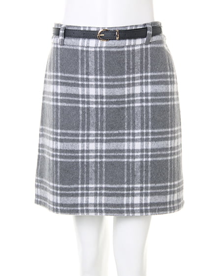 INGNI（イング） 袖ファーオフショルリブニット＋ベルト付台形スカート／SET ｽﾓｰｸﾋﾟﾝｸ