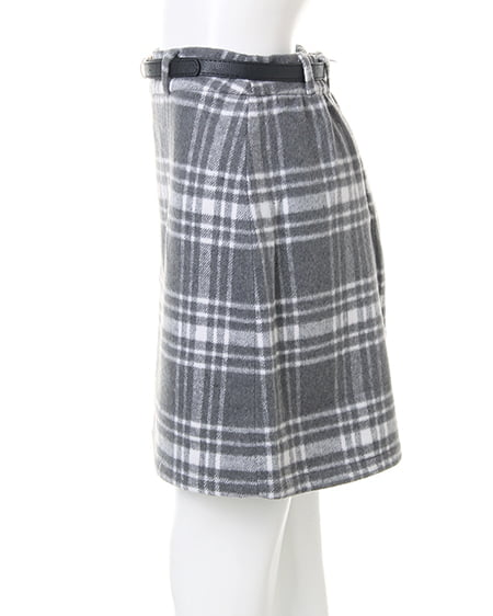 INGNI（イング） 袖ファーオフショルリブニット＋ベルト付台形スカート／SET ｽﾓｰｸﾋﾟﾝｸ