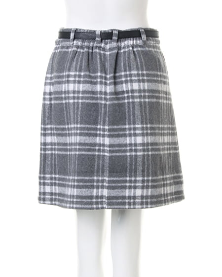 INGNI（イング） 袖ファーオフショルリブニット＋ベルト付台形スカート／SET ｽﾓｰｸﾋﾟﾝｸ