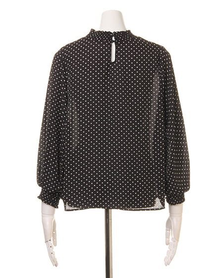 INGNI（イング） ドット柄ハイネックトップス＋サイドレースUPスカパン／SET ｸﾛ