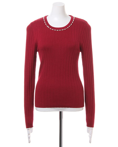 INGNI（イング） 装飾付クルーネックニット＋サイドレースUPスカパン／SET ﾎﾞﾙﾄﾞｰ/B