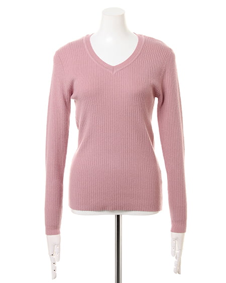 INGNI（イング） リブVネックニット＋共ベルト付フレアスカート／SET ﾋﾟﾝｸ