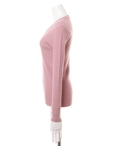 INGNI（イング） リブVネックニット＋共ベルト付フレアスカート／SET ﾋﾟﾝｸ