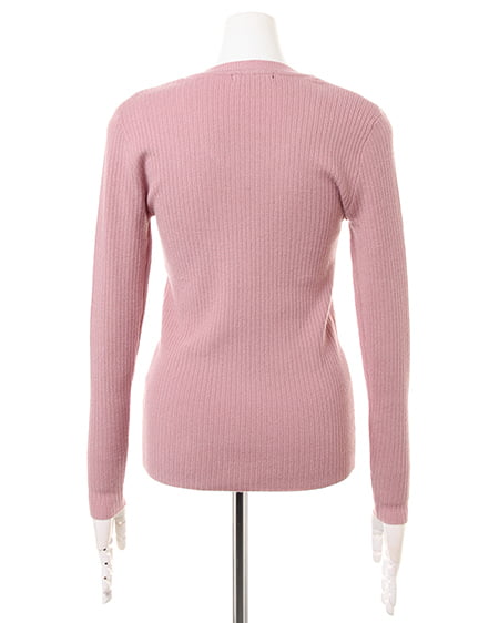 INGNI（イング） リブVネックニット＋共ベルト付フレアスカート／SET ﾋﾟﾝｸ