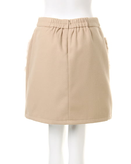 INGNI（イング） 装飾付クルーネックニット＋ポケットファー付台形スカート／SET ｸﾛ