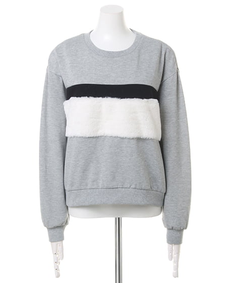 INGNI（イング） ファー切替裏毛トップス＋ベルト付ショートパンツC／SET ｸﾞﾚｰ