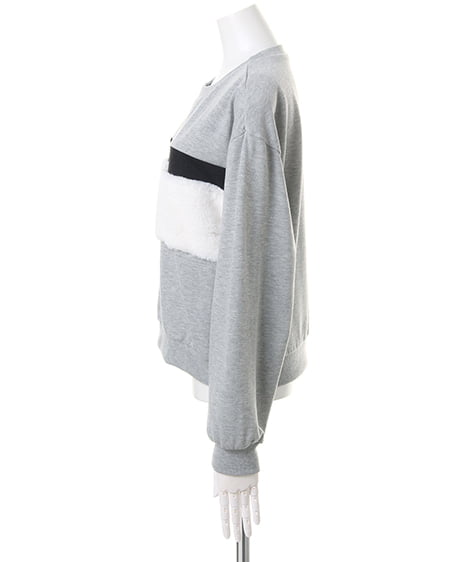 INGNI（イング） ファー切替裏毛トップス＋ベルト付ショートパンツC／SET ｸﾞﾚｰ