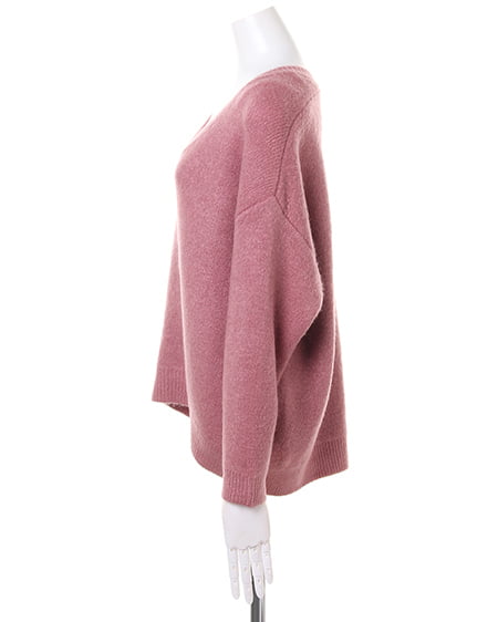 INGNI（イング） Vネックチュニックニット＋ベルト付ガウチョパンツ／SET ﾓｰﾌﾞﾋﾟﾝｸ