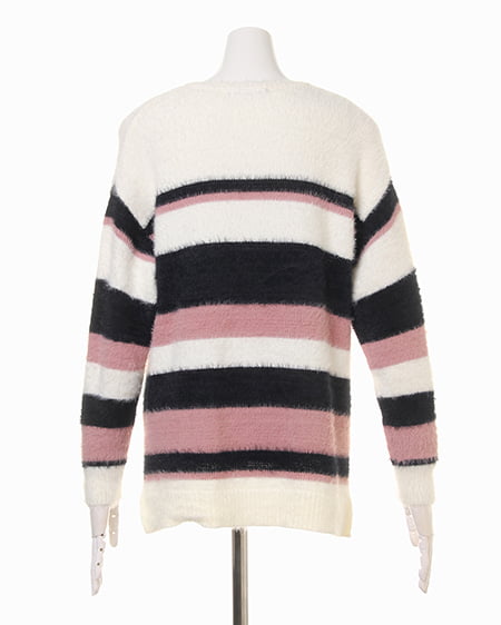 INGNI（イング） フェザーマルチボーダーニット＋台形スカート／SET ｵﾌﾎﾜｲﾄ/ｺﾝ