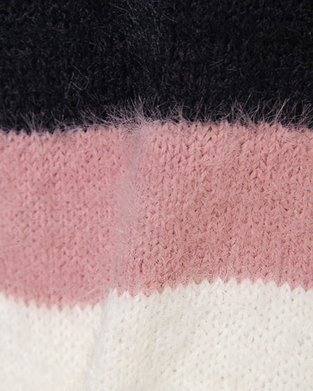 INGNI（イング） フェザーマルチボーダーニット＋台形スカート／SET ｵﾌﾎﾜｲﾄ/ｺﾝ