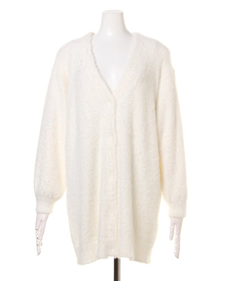 INGNI（イング） 装飾付ニット＋フェザーミドル丈カーデ／SET ｸﾛ