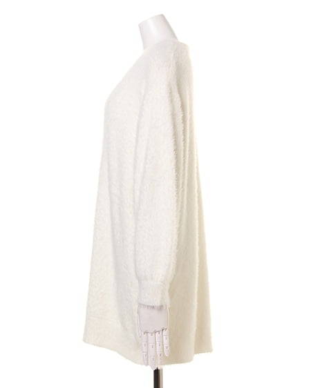 INGNI（イング） 装飾付ニット＋フェザーミドル丈カーデ／SET ｸﾛ