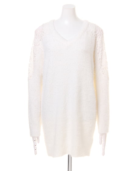 INGNI（イング） 肩レースニットワンピース＋チェックストール／SET ｵﾌﾎﾜｲﾄ