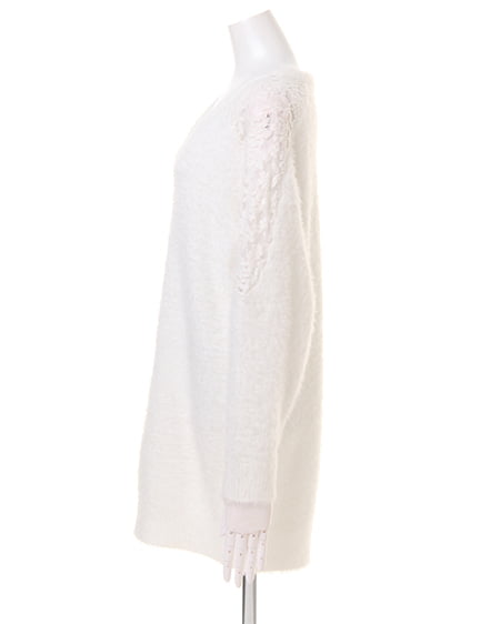 INGNI（イング） 肩レースニットワンピース＋チェックストール／SET ｵﾌﾎﾜｲﾄ