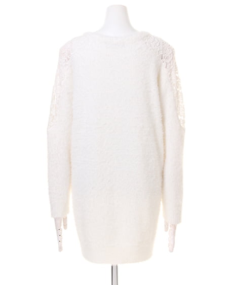 INGNI（イング） 肩レースニットワンピース＋チェックストール／SET ｵﾌﾎﾜｲﾄ