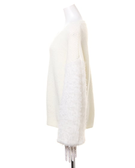 INGNI（イング） 袖フェザーニット＋ベルト付スカート／SET ｵﾌﾎﾜｲﾄ