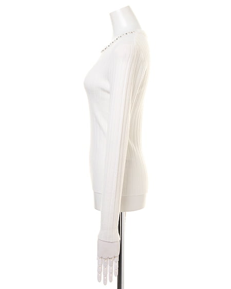 INGNI（イング） 装飾付ニット＋ベルト付台形スカート／SET ｵﾌﾎﾜｲﾄ