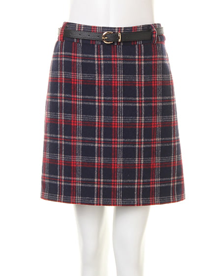 INGNI（イング） 装飾付ニット＋ベルト付台形スカート／SET ｵﾌﾎﾜｲﾄ