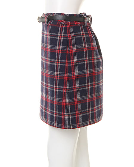 INGNI（イング） 装飾付ニット＋ベルト付台形スカート／SET ｵﾌﾎﾜｲﾄ