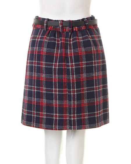 INGNI（イング） 装飾付ニット＋ベルト付台形スカート／SET ｵﾌﾎﾜｲﾄ