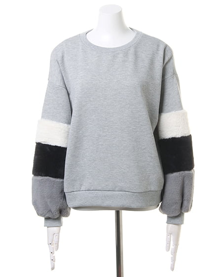 INGNI（イング） 袖ファーTOPS＋ベルト付フェイクウールパンツ／SET ｸﾞﾚｰ/A