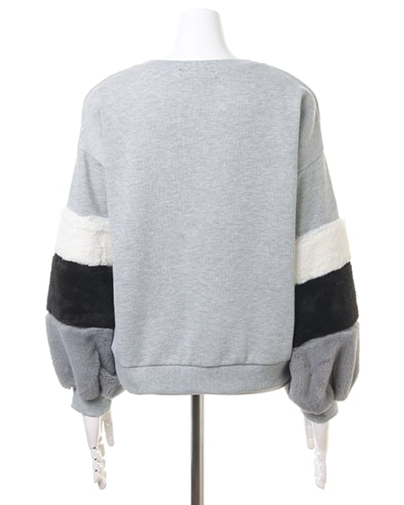 INGNI（イング） 袖ファーTOPS＋ベルト付フェイクウールパンツ／SET ｸﾞﾚｰ/A