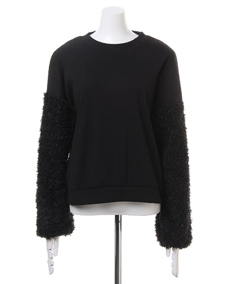 INGNI（イング） 袖ループファーTOPS＋台形スカート／SET ｸﾛ