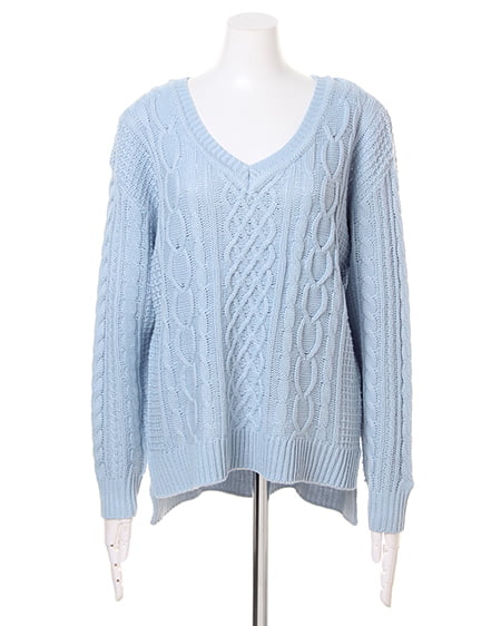 INGNI（イング） ケーブルニット＋ベルト付台形スカート／SET ｻｯｸｽ/B