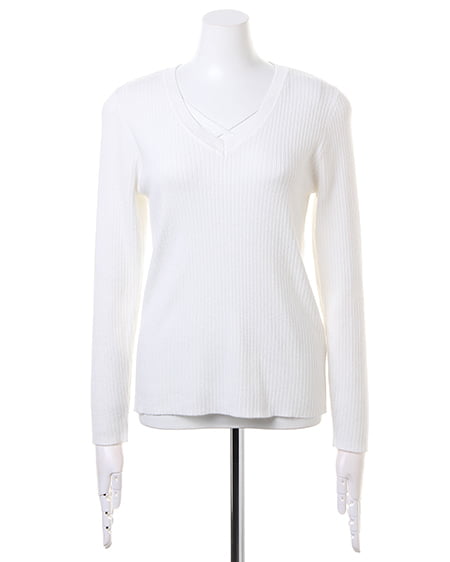 INGNI（イング） Vネックニット＋オルテガ柄カーデ／SET ｵﾌﾎﾜｲﾄ