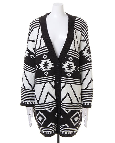 INGNI（イング） Vネックニット＋オルテガ柄カーデ／SET ｵﾌﾎﾜｲﾄ