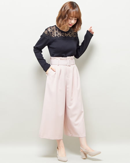 INGNI(イング) ヨークシアートップス＋ガウチョパンツ／SET クロ