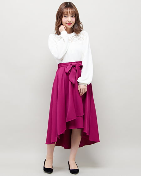 INGNI(イング) ヨークレーストップス＋イレヘムスカート／SET オフホワイト