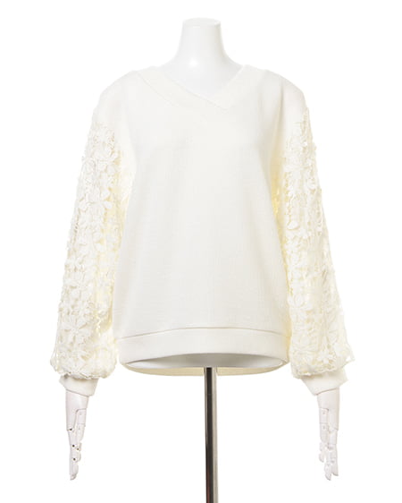 INGNI（イング） 袖レーストップス＋ガウチョパンツ／SET ｵﾌﾎﾜｲﾄ